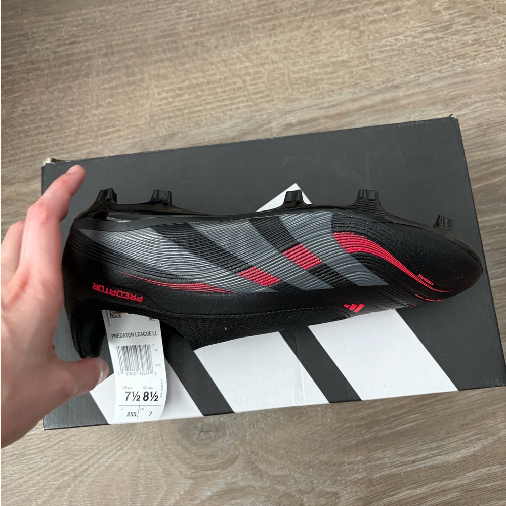adidas Black Soccer Cleat with Red Accents